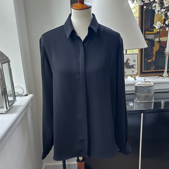 Anne Fontaine Classic Black Polyester Button Down 46/US 12 - Picture 1 of 11
